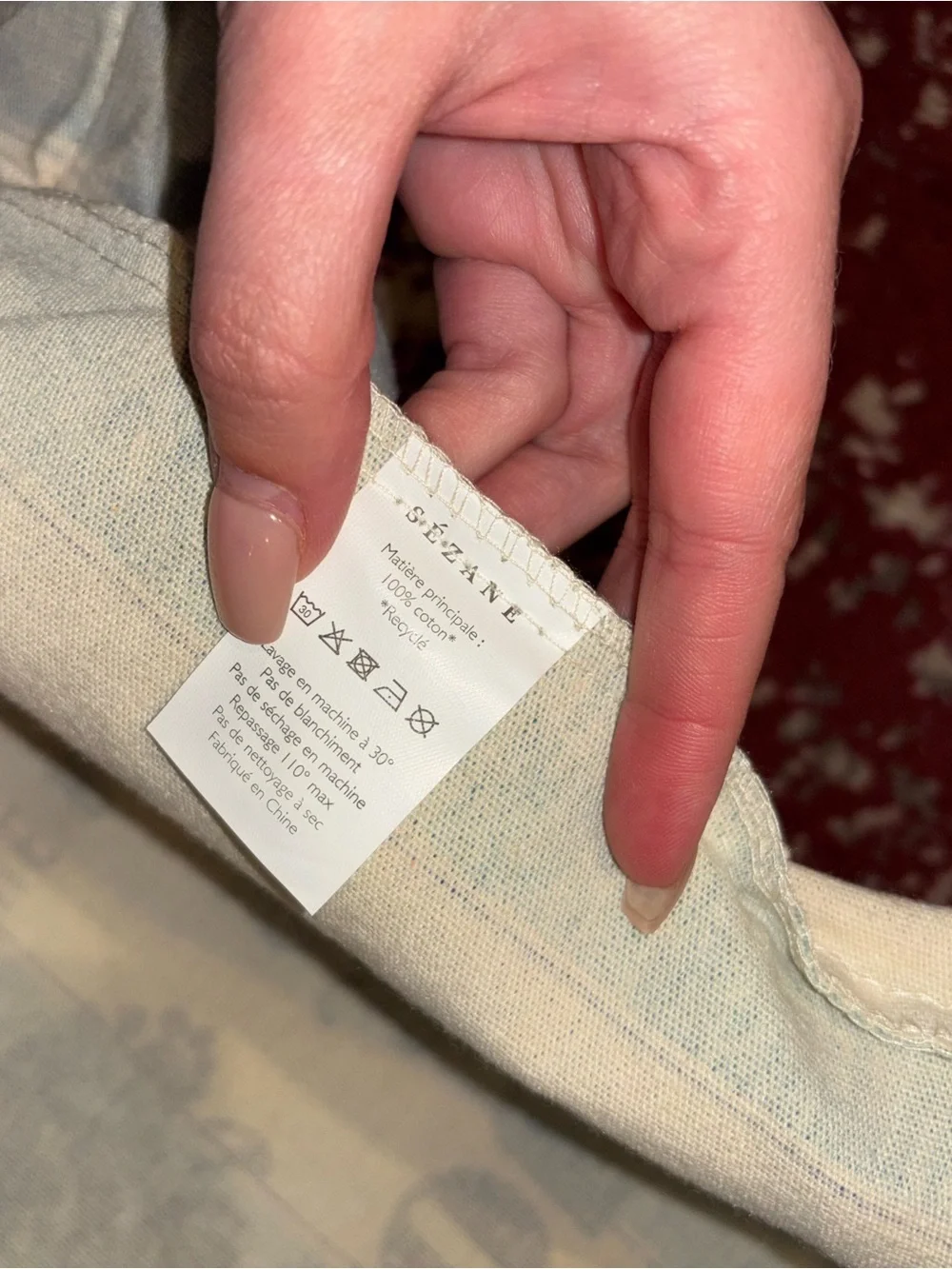 Sezane Striped Canvas Tote in Light Blue and Beige